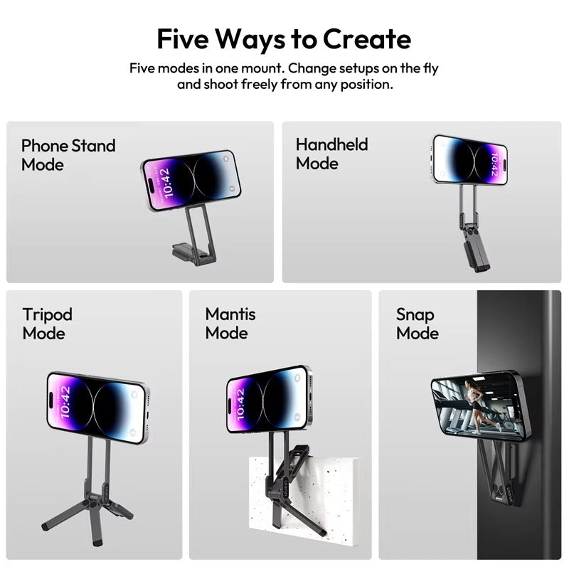Ultra-Slim iPhone MagSafe Magnetic Phone Tripod Stand, Pocket Mini Holder with Strong N52 Magnet Grip & 360° Adjustable Mount
