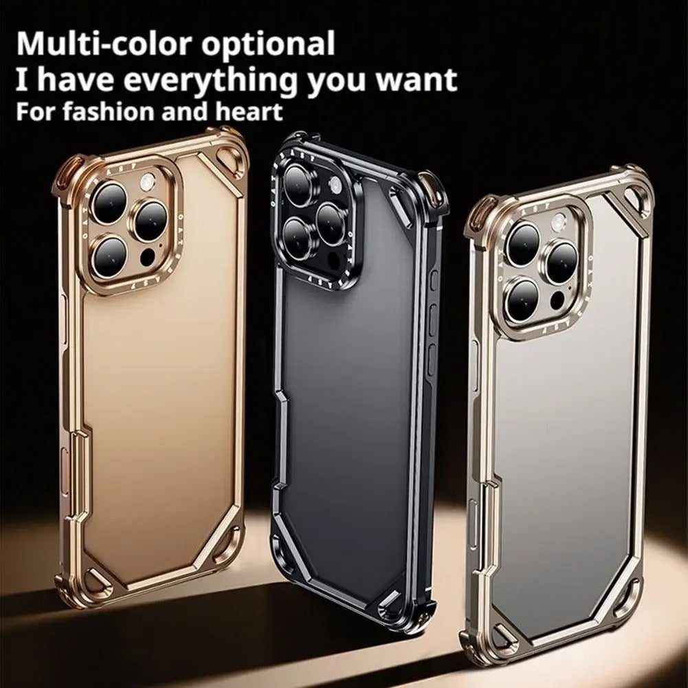 Ultra-Thin iPhone Case — Minimalist Design, Wireless Charging Compatible, Metal Frame Bumper Shockproof, Half-Wrapped Protection