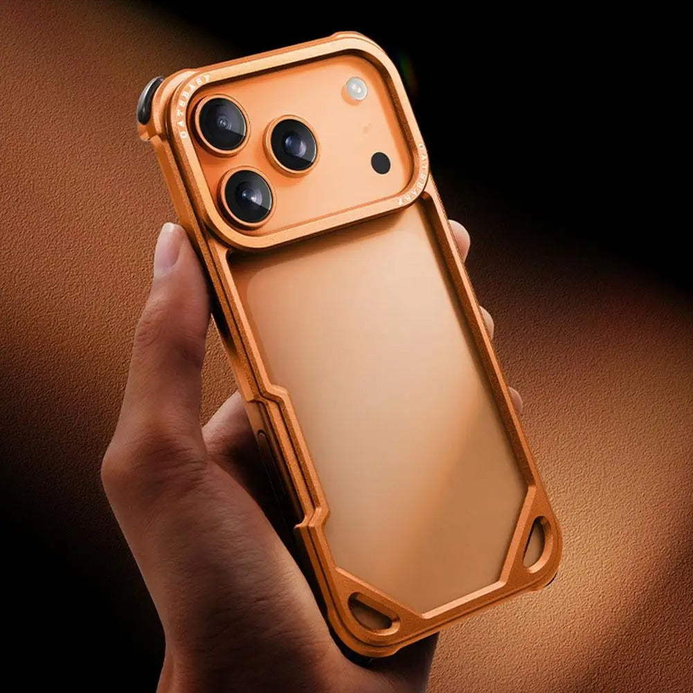 Ultra-Thin iPhone Case — Minimalist Design, Wireless Charging Compatible, Metal Frame Bumper Shockproof, Half-Wrapped Protection