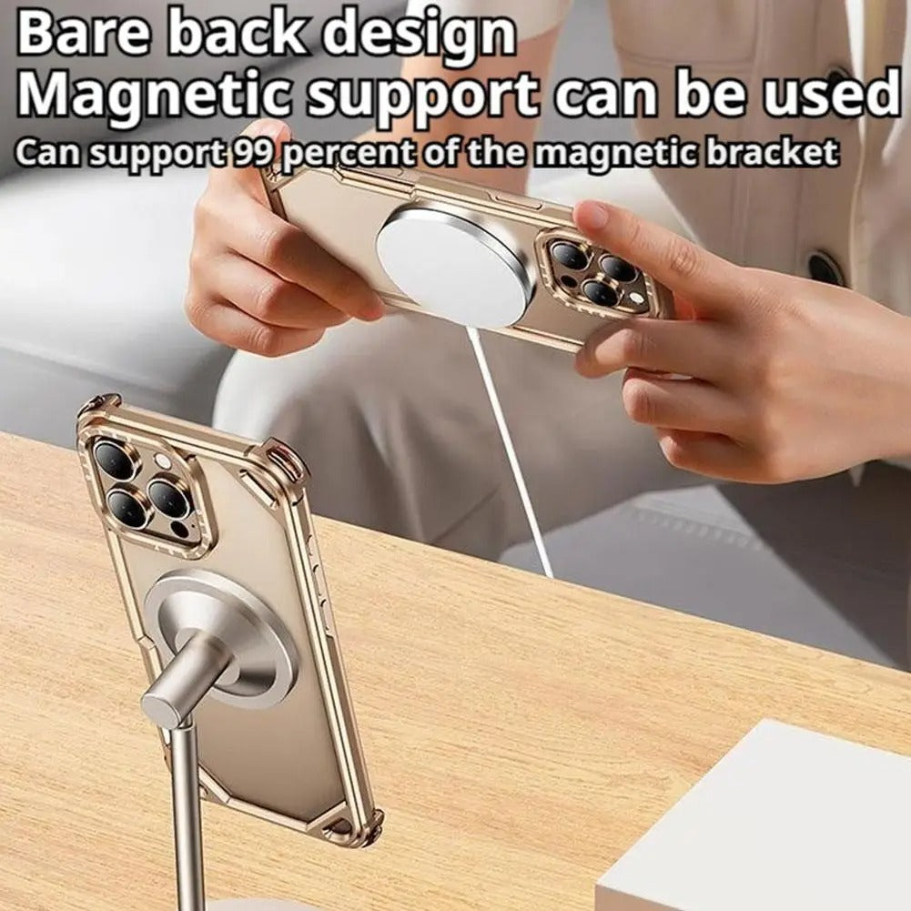 Ultra-Thin iPhone Case — Minimalist Design, Wireless Charging Compatible, Metal Frame Bumper Shockproof, Half-Wrapped Protection