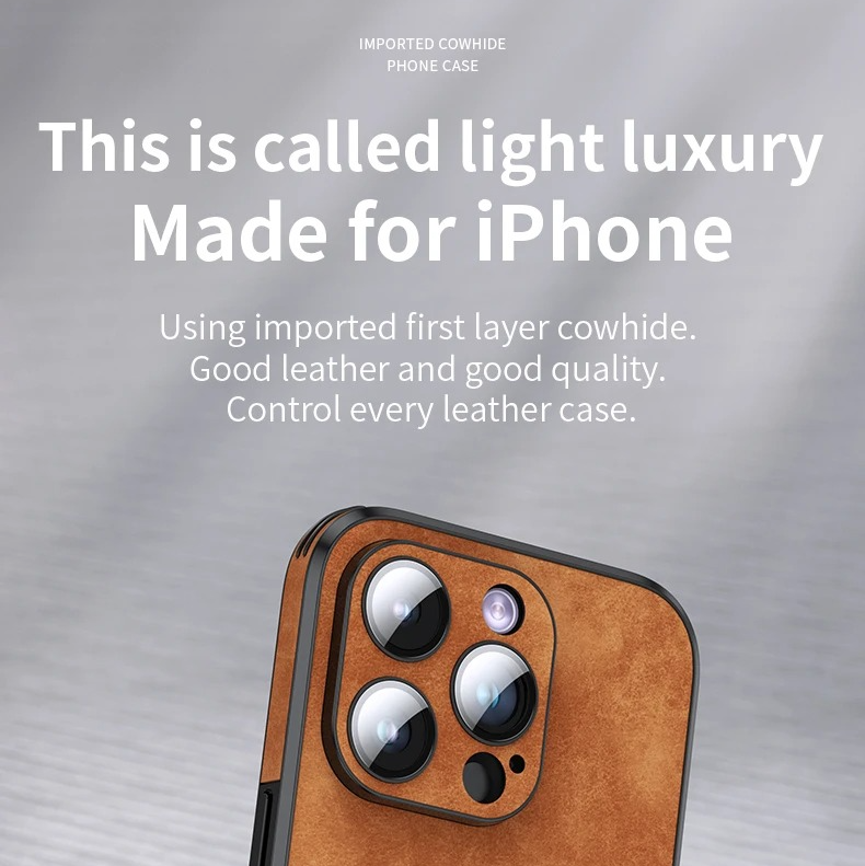 Luxury iPhone Case — Leather Bumper Cover with Lens Protection, Shockproof Full-Coverage Design, Magnetic Wireless Charging Compatibility and Anti-Fingerprint Scratch-Resistant Finish