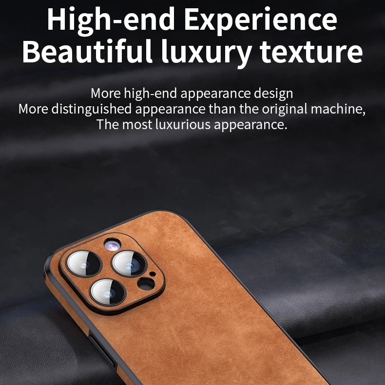 Luxury iPhone Case — Leather Bumper Cover with Lens Protection, Shockproof Full-Coverage Design, Magnetic Wireless Charging Compatibility and Anti-Fingerprint Scratch-Resistant Finish