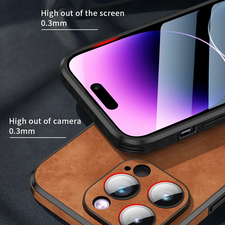 Luxury iPhone Case — Leather Bumper Cover with Lens Protection, Shockproof Full-Coverage Design, Magnetic Wireless Charging Compatibility and Anti-Fingerprint Scratch-Resistant Finish