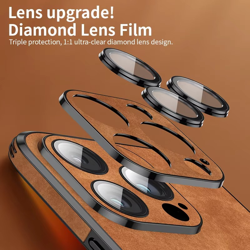 Luxury iPhone Case — Leather Bumper Cover with Lens Protection, Shockproof Full-Coverage Design, Magnetic Wireless Charging Compatibility and Anti-Fingerprint Scratch-Resistant Finish