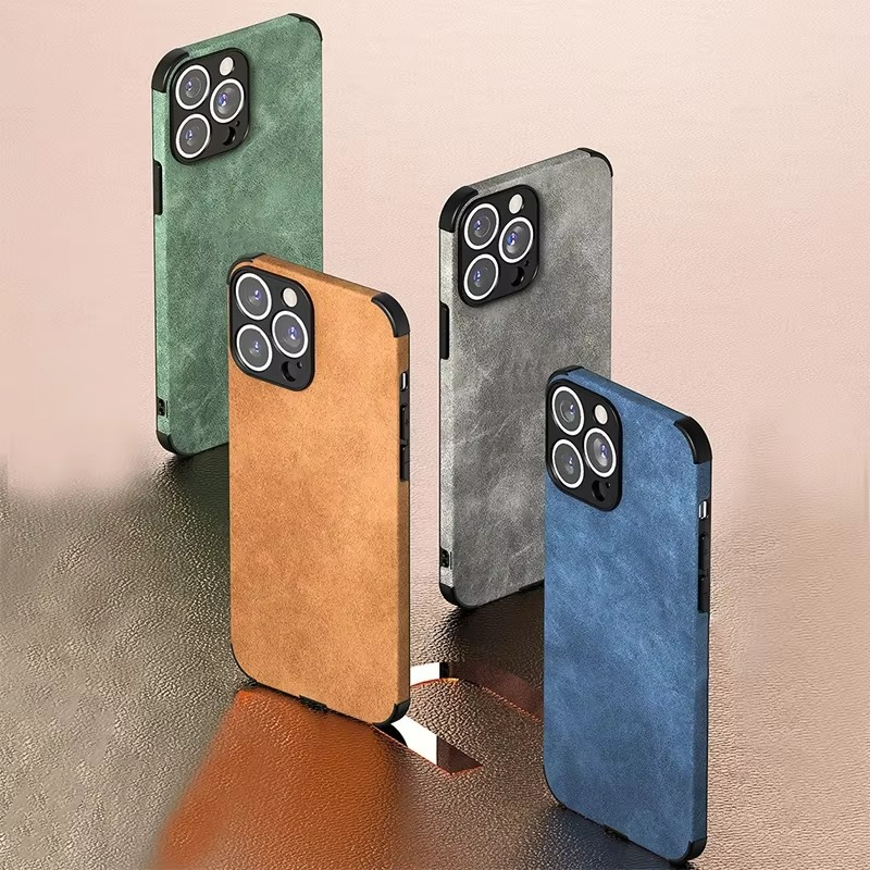Luxury iPhone Case — Leather Bumper Cover with Lens Protection, Shockproof Full-Coverage Design, Magnetic Wireless Charging Compatibility and Anti-Fingerprint Scratch-Resistant Finish