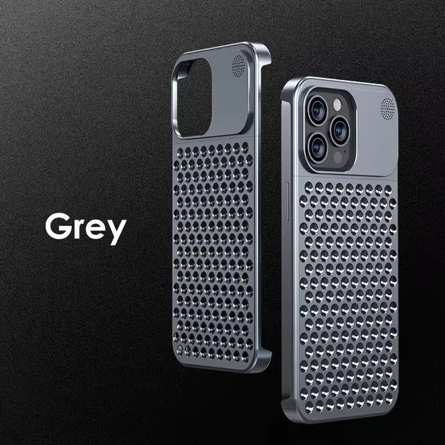 Premium iPhone Case — Metal Heat Dissipation Hollow Aluminum Alloy Cover with Rimless Cooling Design, Fragrance Feature and Anti-Fingerprint Scratch-Resistant Protection