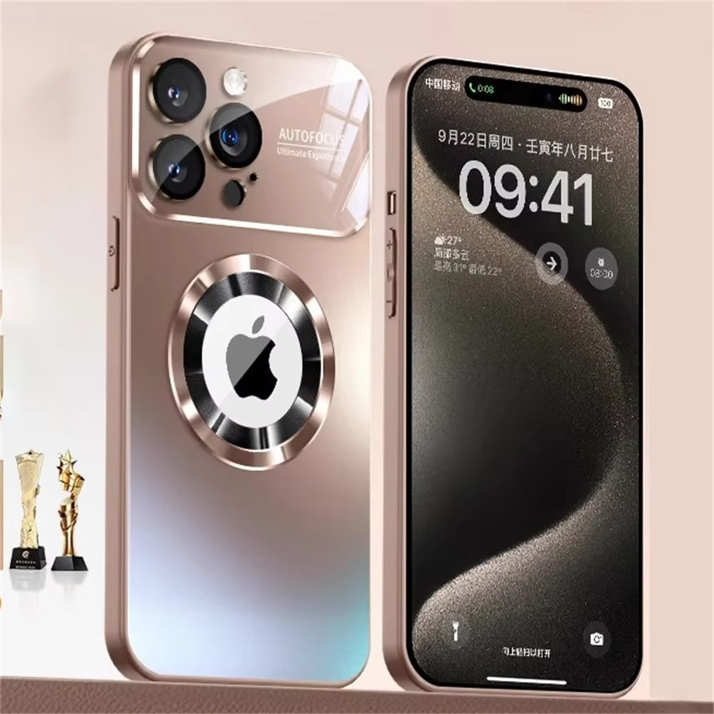 Luxury iPhone Case — Titanium MagSafe Magnetic Half-Wrapped Cover with Glass Lens Protection, Shockproof, Anti-Fingerprint, Anti-Scratch Design