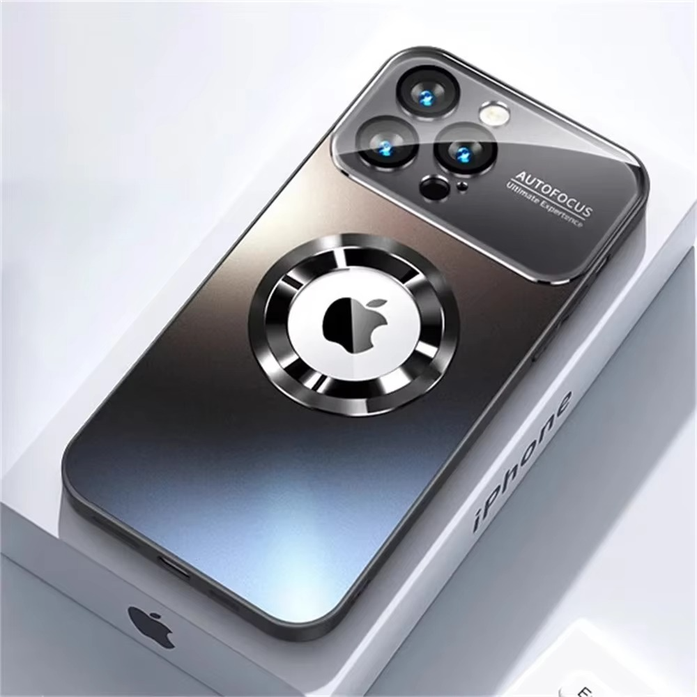 Luxury iPhone Case — Titanium MagSafe Magnetic Half-Wrapped Cover with Glass Lens Protection, Shockproof, Anti-Fingerprint, Anti-Scratch Design