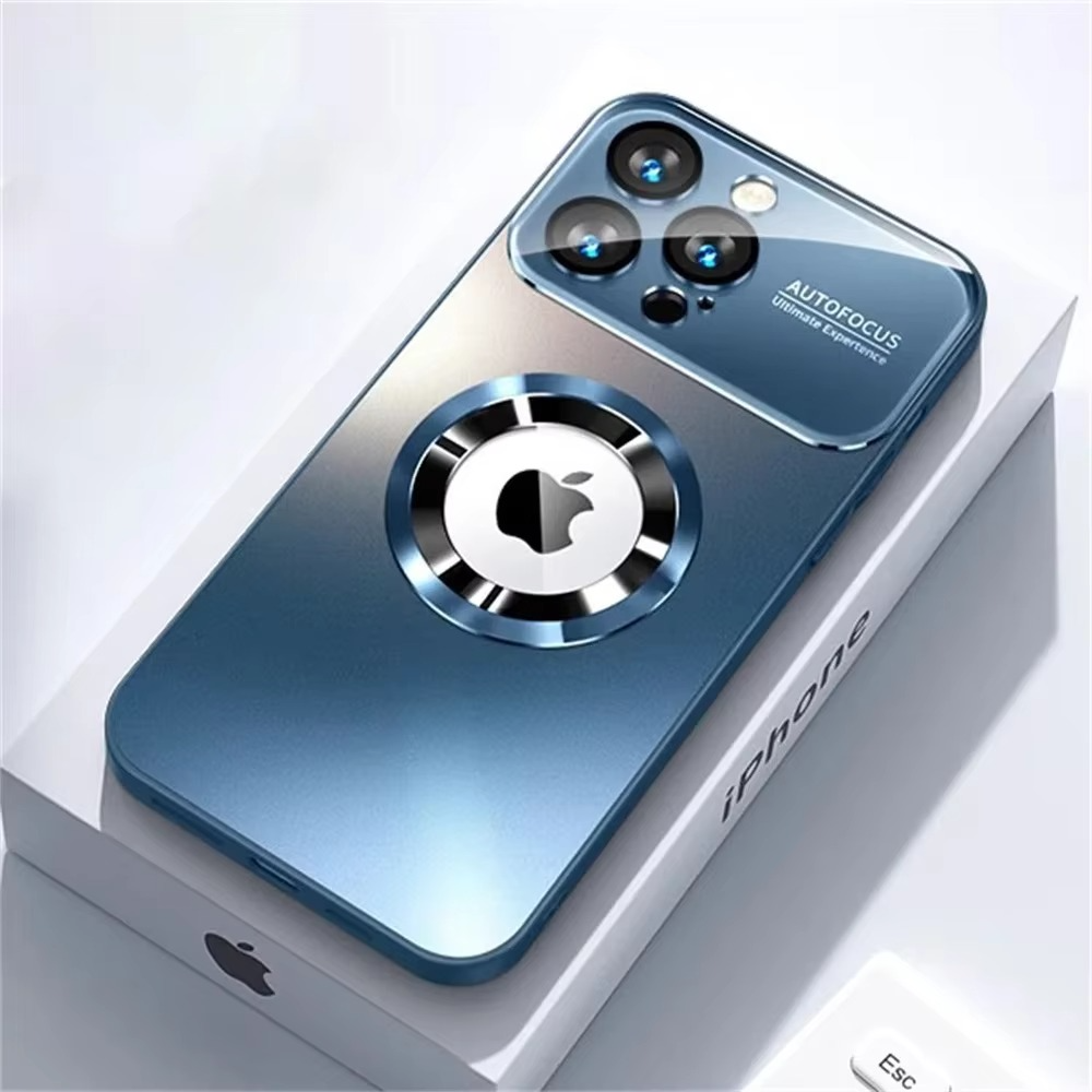 Luxury iPhone Case — Titanium MagSafe Magnetic Half-Wrapped Cover with Glass Lens Protection, Shockproof, Anti-Fingerprint, Anti-Scratch Design
