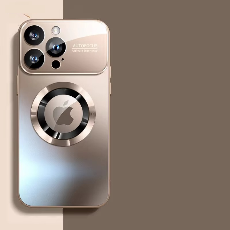 Luxury iPhone Case — Large Window Magnetic MagSafe Wireless-Charging Half-Wrapped Cover with Lens Protection, Shockproof Design, Anti-Fingerprint Non-Slip Finish