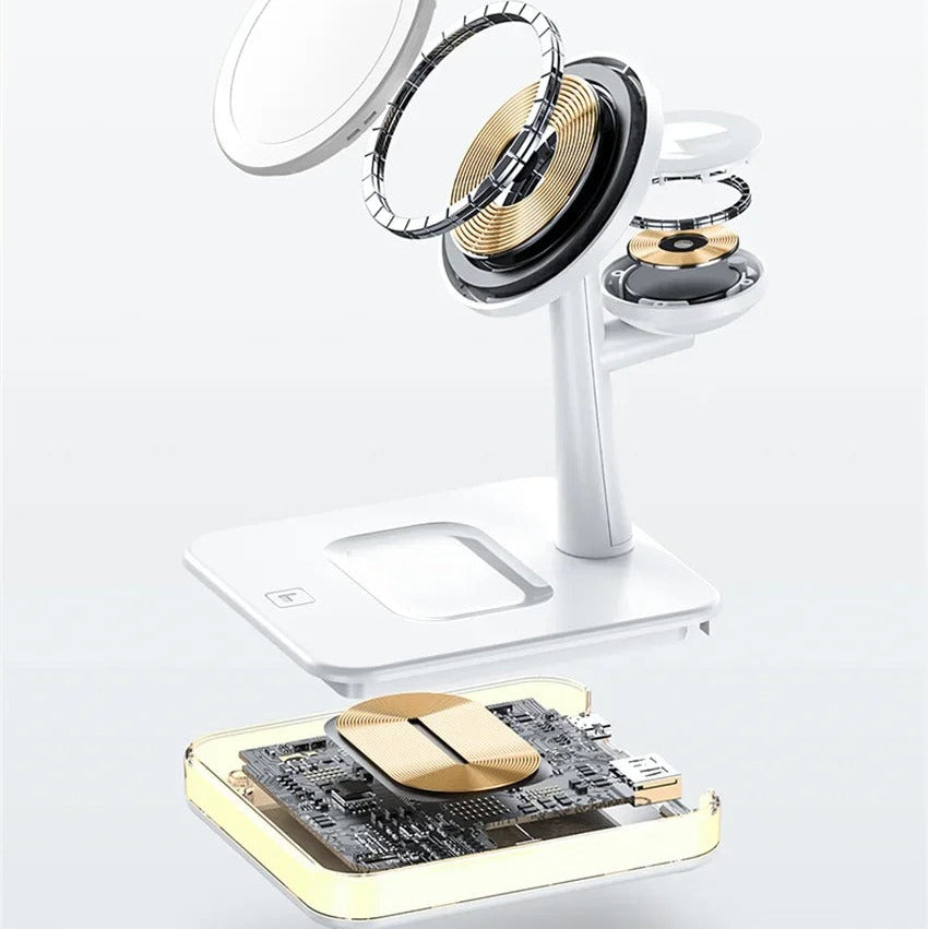 Elite iPhone 3-in-1 Magnetic Wireless Charging Station, 30W Fast-Charge Stand with LED Lamp and Built-In Cooling Fan