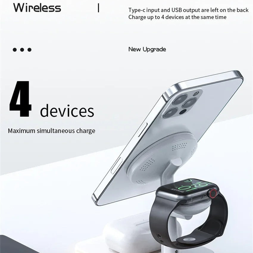 Elite iPhone 3-in-1 Magnetic Wireless Charging Station, 30W Fast-Charge Stand with LED Lamp and Built-In Cooling Fan