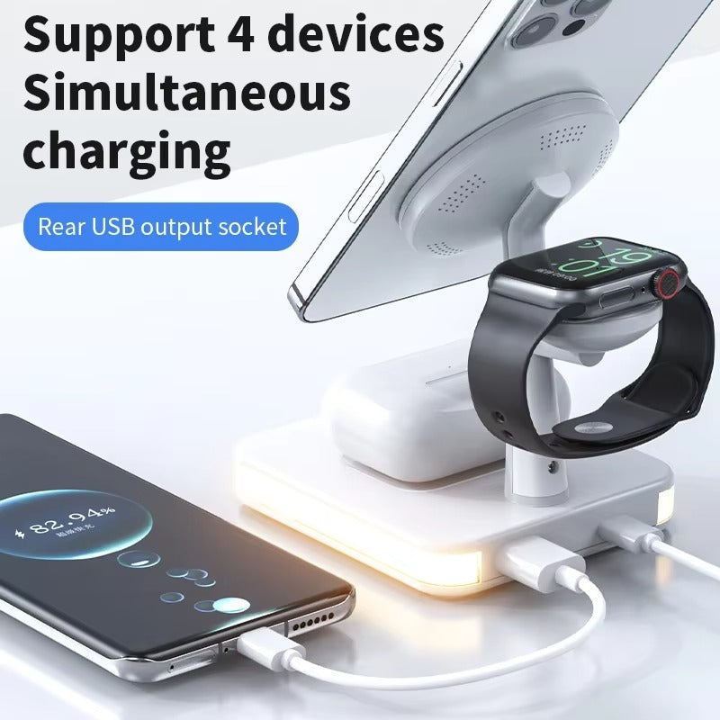 Elite iPhone 3-in-1 Magnetic Wireless Charging Station, 30W Fast-Charge Stand with LED Lamp and Built-In Cooling Fan
