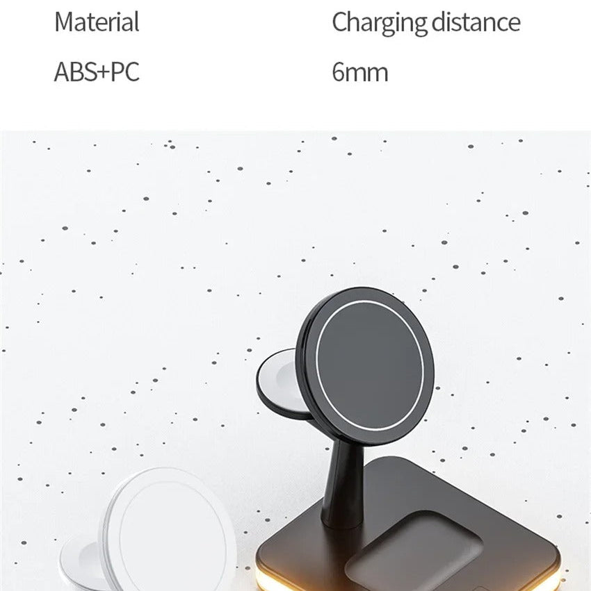 Elite iPhone 3-in-1 Magnetic Wireless Charging Station, 30W Fast-Charge Stand with LED Lamp and Built-In Cooling Fan