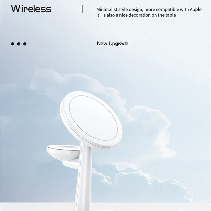 Elite iPhone 3-in-1 Magnetic Wireless Charging Station, 30W Fast-Charge Stand with LED Lamp and Built-In Cooling Fan
