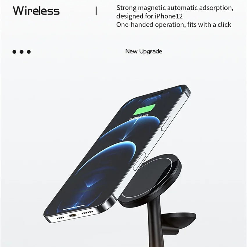 Elite iPhone 3-in-1 Magnetic Wireless Charging Station, 30W Fast-Charge Stand with LED Lamp and Built-In Cooling Fan
