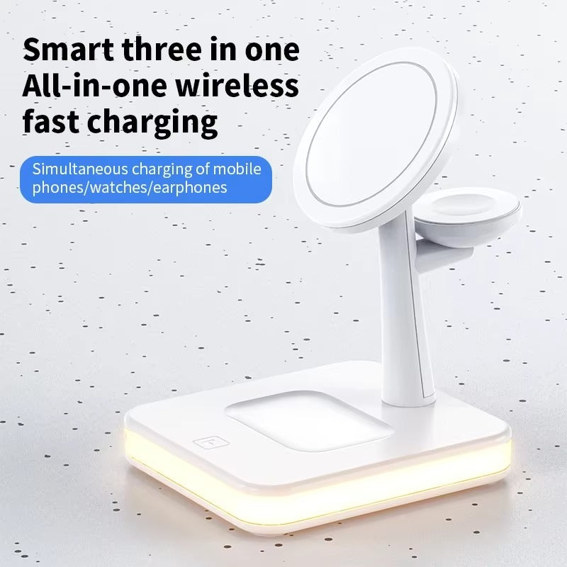Elite iPhone 3-in-1 Magnetic Wireless Charging Station, 30W Fast-Charge Stand with LED Lamp and Built-In Cooling Fan