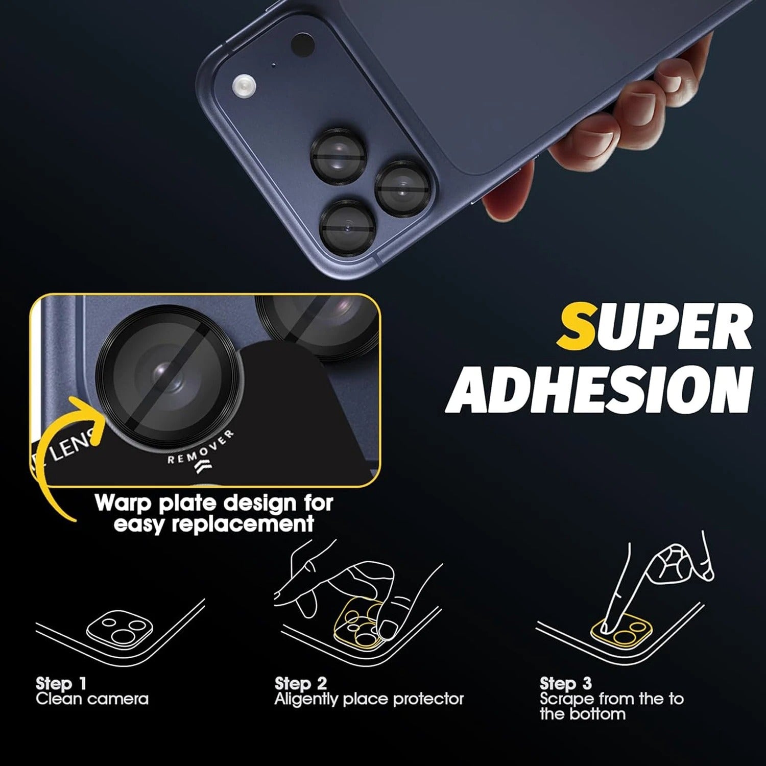 Elite iPhone Aluminum Alloy Camera Lens Protector, Tempered Glass Lens Film with Full Coverage, Scratch Resistance & Impact Protection