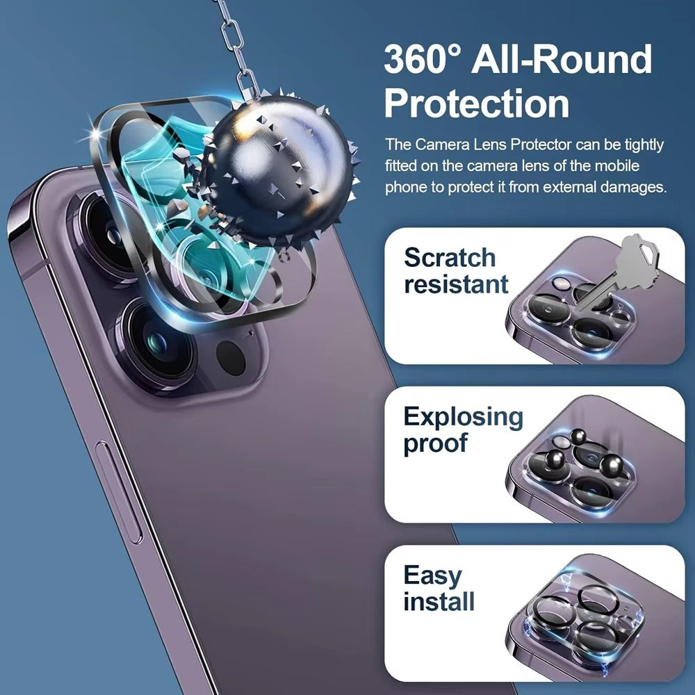 Elite iPhone HD Screen & Camera Lens Protector – Tempered Glass Display Shield with Scratch-Resistant, Shatter-Protective Clarity for Front Screen and Lens