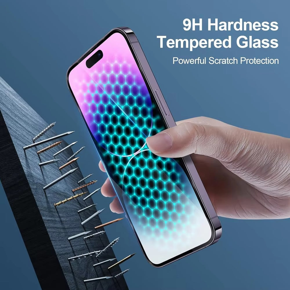 Elite iPhone HD Screen & Camera Lens Protector – Tempered Glass Display Shield with Scratch-Resistant, Shatter-Protective Clarity for Front Screen and Lens