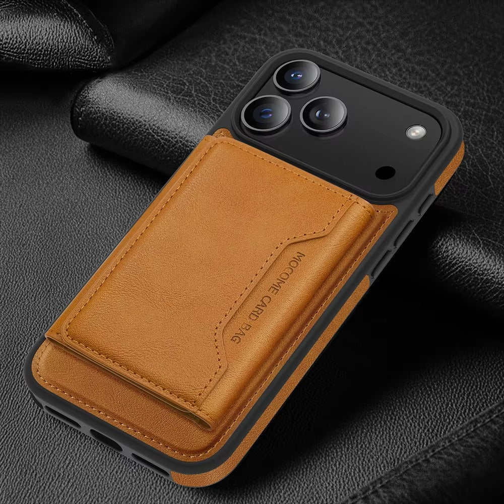 Elite iPhone Magnetic PU Leather Wallet Case, MagSafe-Compatible Card Holder with Shock Protection & Secure Storage