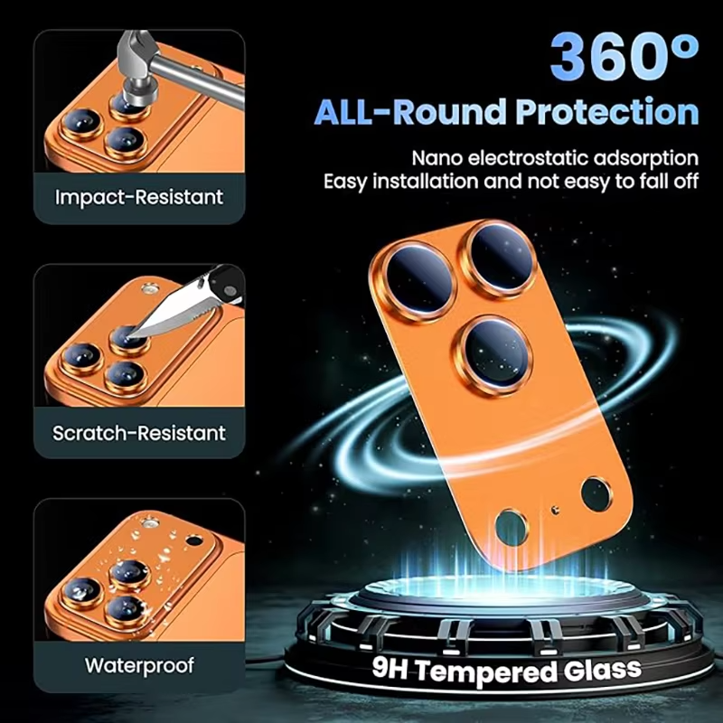 Elite iPhone Metal Camera Lens Protector, Tempered Glass Lens Cover with Precision Fit, Scratch Resistance & Impact Protection