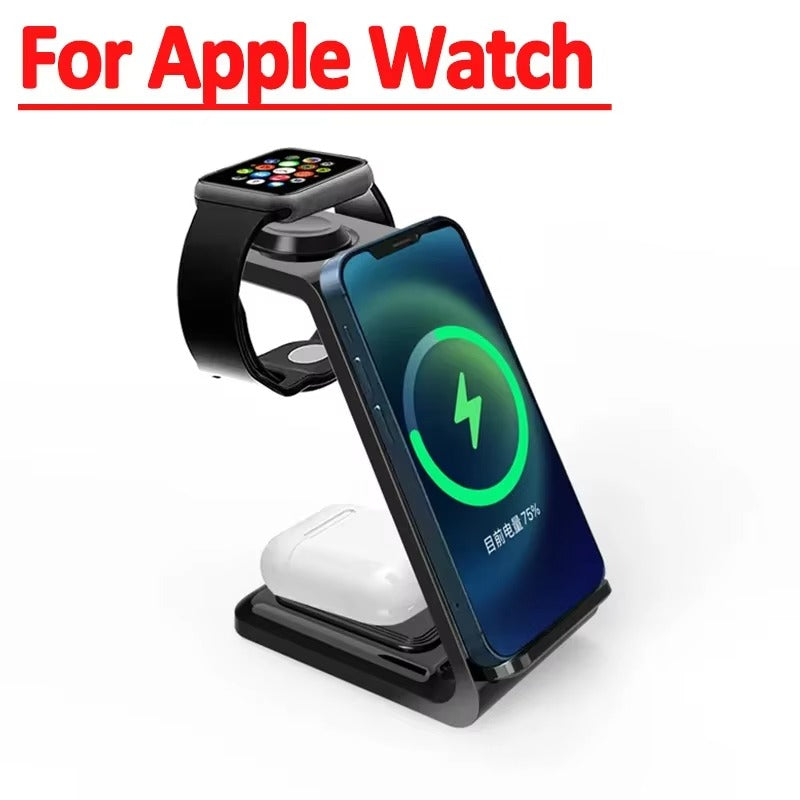 High-Quality 3-in-1 Wireless Charging Station Stand, 30W Fast-Charge Dock for Phones, Smart Watches & Earbuds with Charging Indicator
