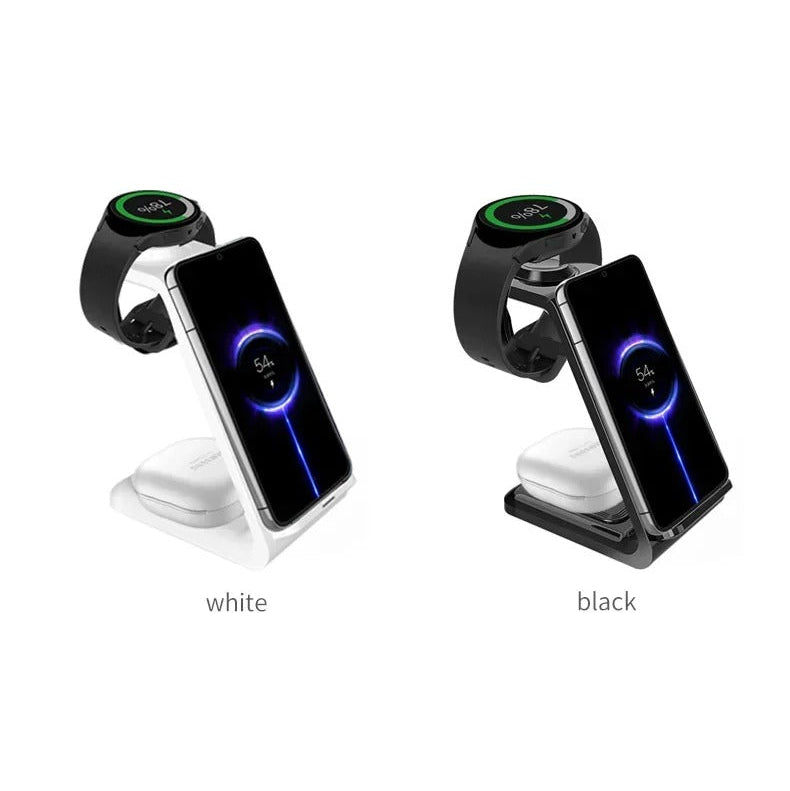 High-Quality 3-in-1 Wireless Charging Station Stand, 30W Fast-Charge Dock for Phones, Smart Watches & Earbuds with Charging Indicator