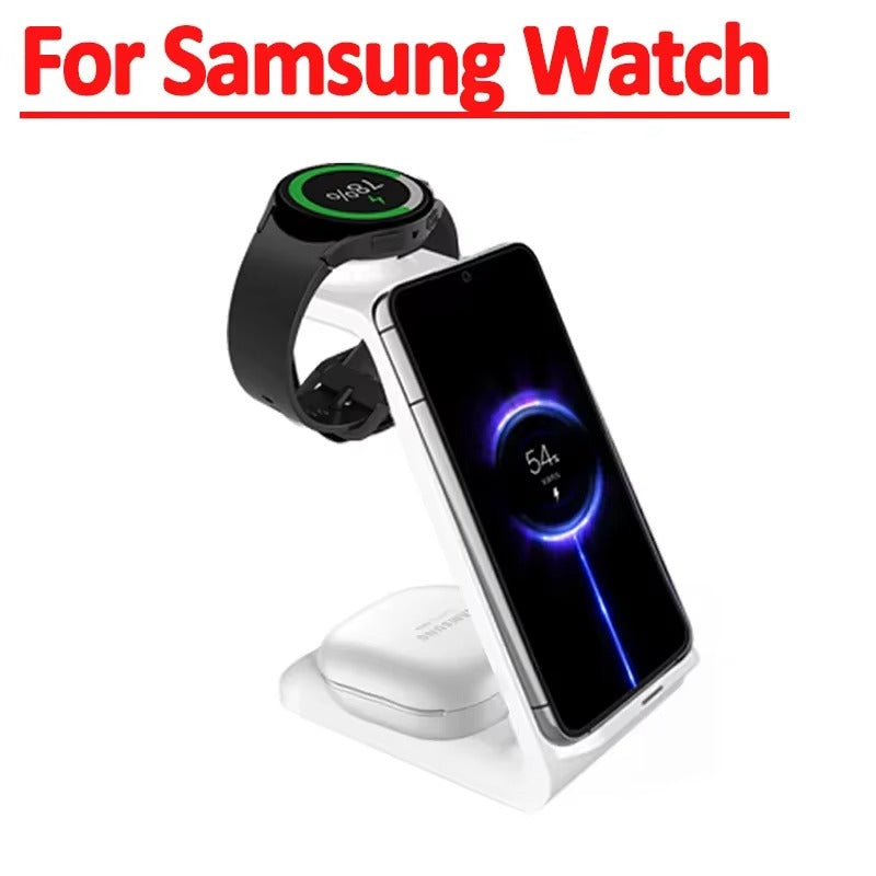 High-Quality 3-in-1 Wireless Charging Station Stand, 30W Fast-Charge Dock for Phones, Smart Watches & Earbuds with Charging Indicator