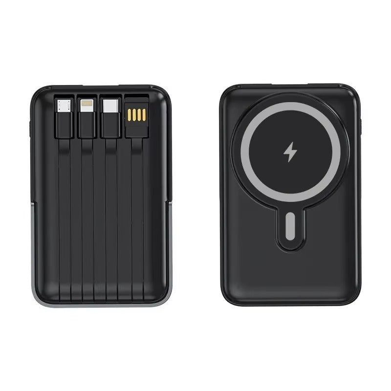 High-Quality Magnetic Wireless Power Bank, 22.5W Fast-Charge Portable Battery with Built-In Cable, Integrated Stand & Large Capacity