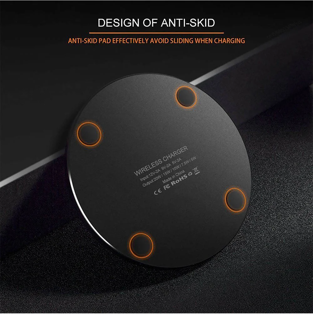 High-Quality Wireless Charging Pad with LED Light, 15W Qi Fast-Charge Induction Dock for Phones & Earbuds