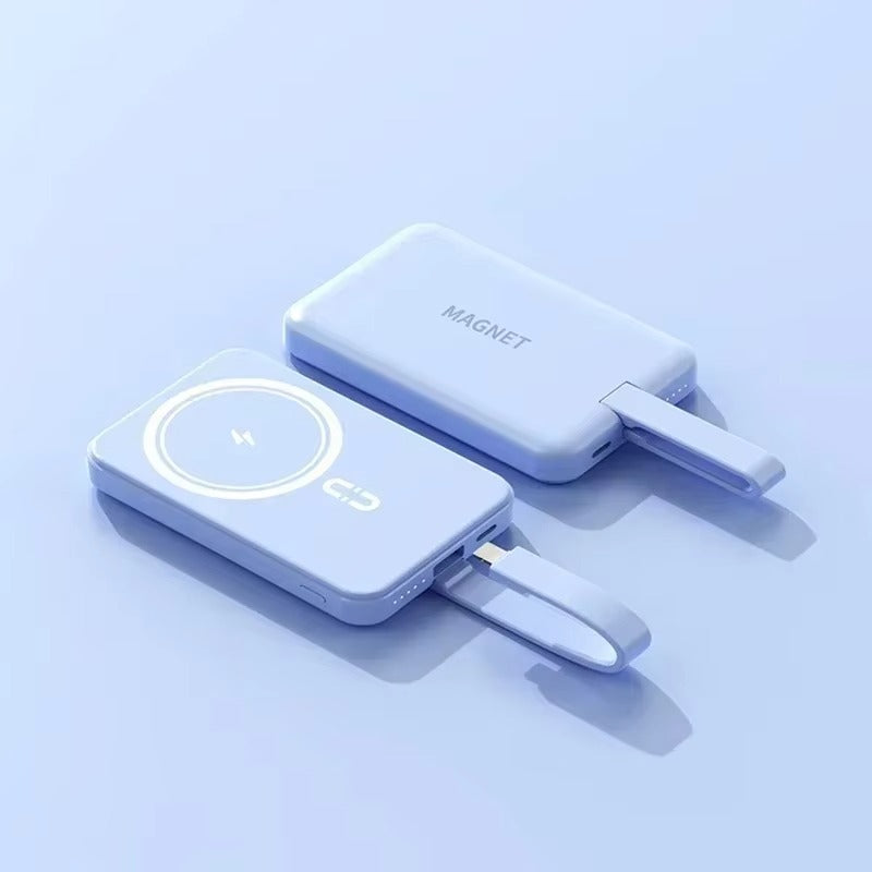 High-Quality Wireless Power Bank with LED Display, 23W Fast-Charge Portable Battery Featuring Built-In Cables, Flashlight & Hand Warmer