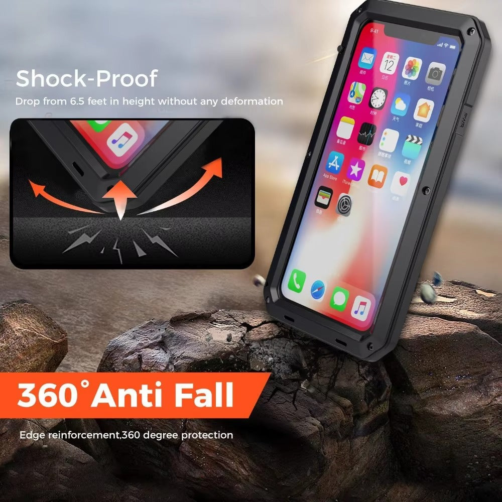 High-Quality iPhone Case — Shockproof Armor Metal Aluminum Full Protective Bumper Cover with Anti-Fingerprint & Non-Slip Design