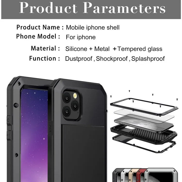 High-Quality iPhone Case — Shockproof Armor Metal Aluminum Full Protective Bumper Cover with Anti-Fingerprint & Non-Slip Design