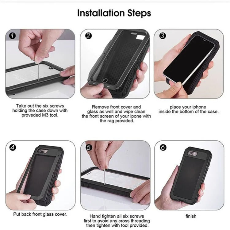 High-Quality iPhone Case — Shockproof Armor Metal Aluminum Full Protective Bumper Cover with Anti-Fingerprint & Non-Slip Design