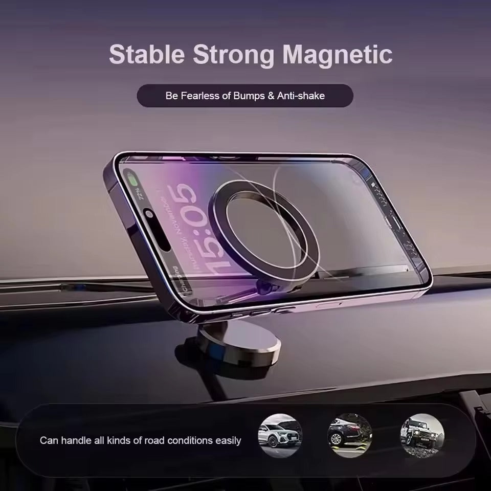High-Quality iPhone MagSafe Magnetic Car Phone Holder, 360° Rotating Metal Mount with Strong Magnetic Grip for Dashboard Use