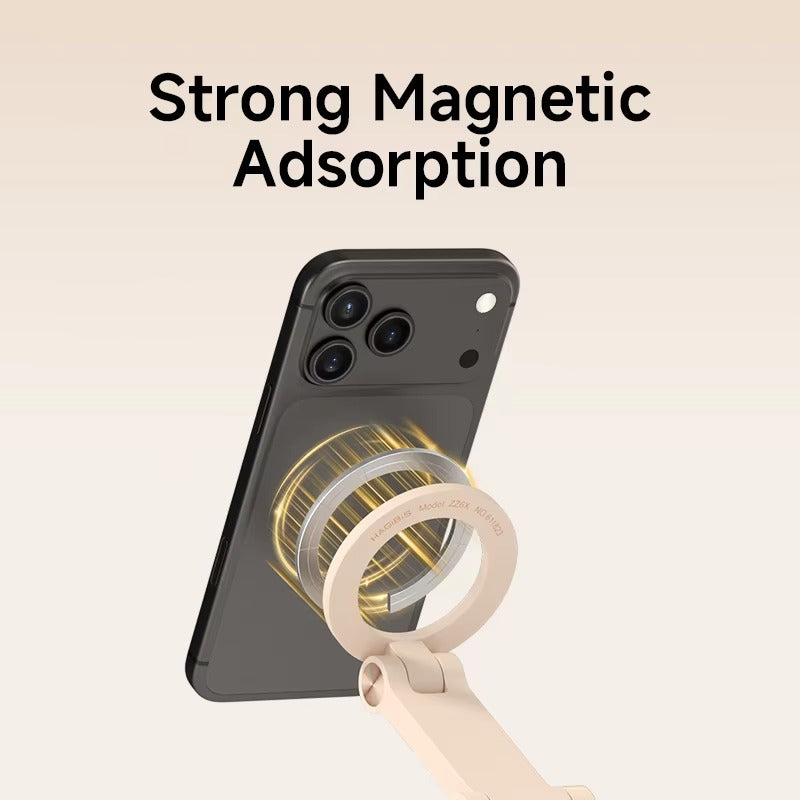 High-Quality iPhone MagSafe Magnetic Desk Phone Stand, 360° Rotating Aluminum Holder with Height Adjustment & Foldable Stable Base