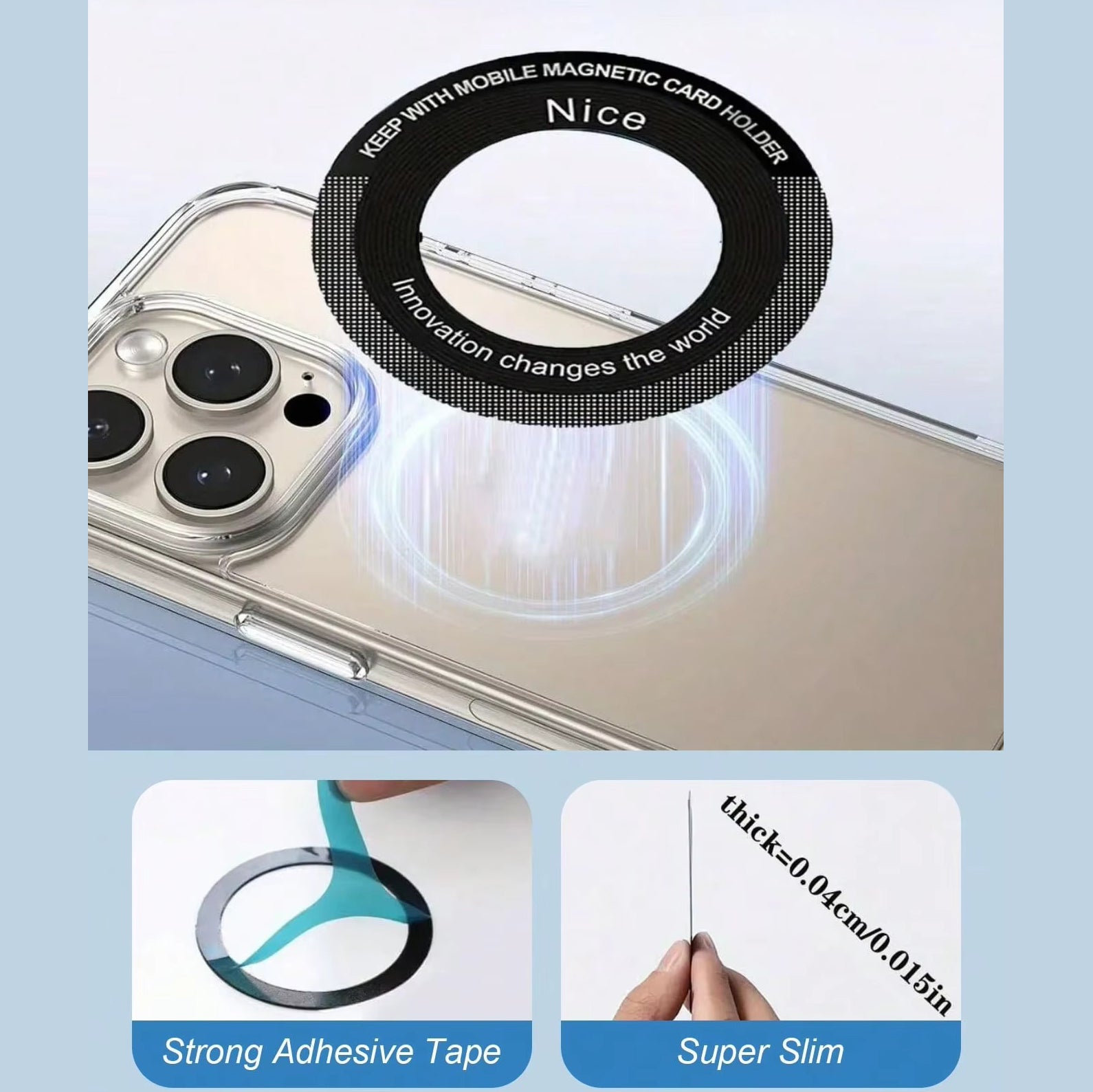 High-Quality iPhone MagSafe Magnetic Metal Ring Adapter, Universal Sticker Plate for Wireless Charging & Car Mount Compatibility