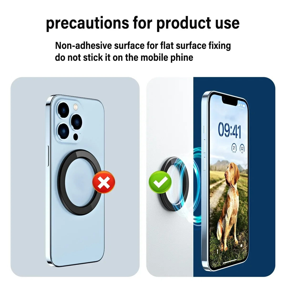 High-Quality iPhone MagSafe Magnetic Ring Holder, Universal Steel Wall & Car Phone Stand with Strong Magnetic Mount for Secure Hands-Free Use