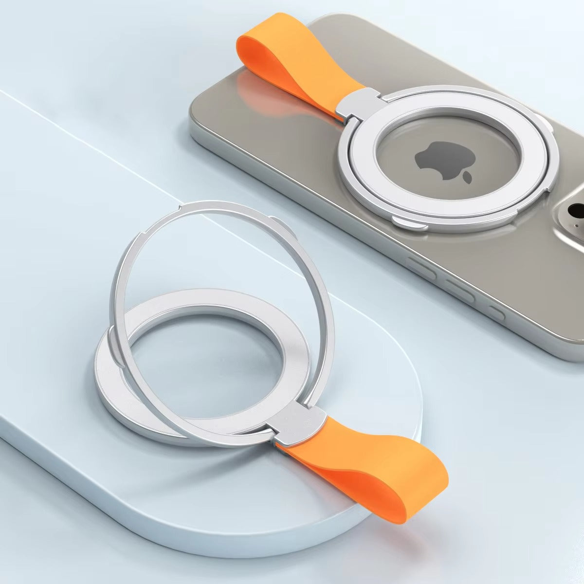 High-Quality iPhone Magnetic Phone Grip Stand, Universal Finger Ring Holder with Hand Strap, Secure MagSafe Hold for Car & Desk Use