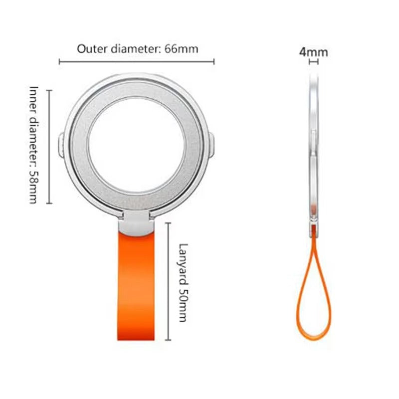 High-Quality iPhone Magnetic Phone Grip Stand, Universal Finger Ring Holder with Hand Strap, Secure MagSafe Hold for Car & Desk Use