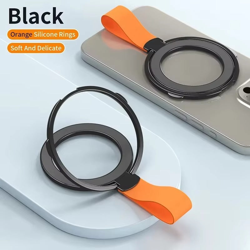 High-Quality iPhone Magnetic Phone Grip Stand, Universal Finger Ring Holder with Hand Strap, Secure MagSafe Hold for Car & Desk Use