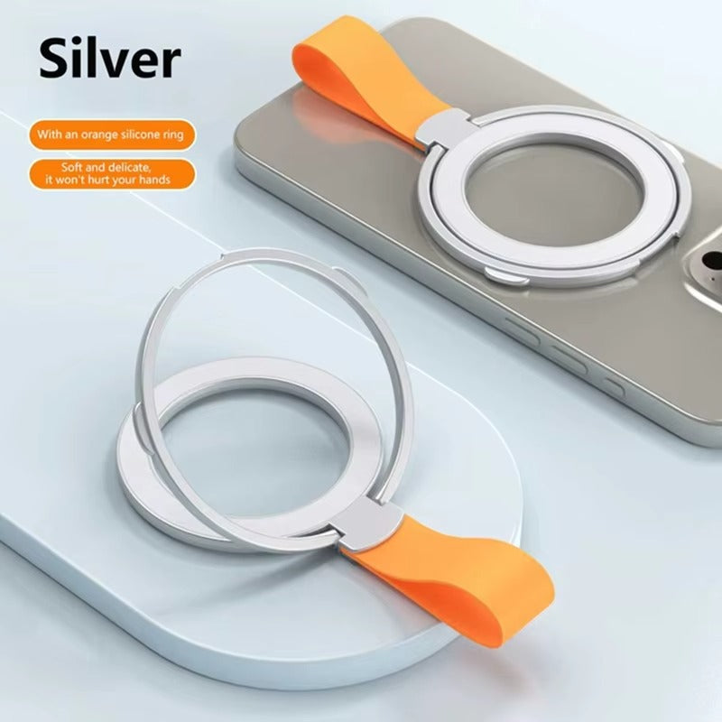 High-Quality iPhone Magnetic Phone Grip Stand, Universal Finger Ring Holder with Hand Strap, Secure MagSafe Hold for Car & Desk Use
