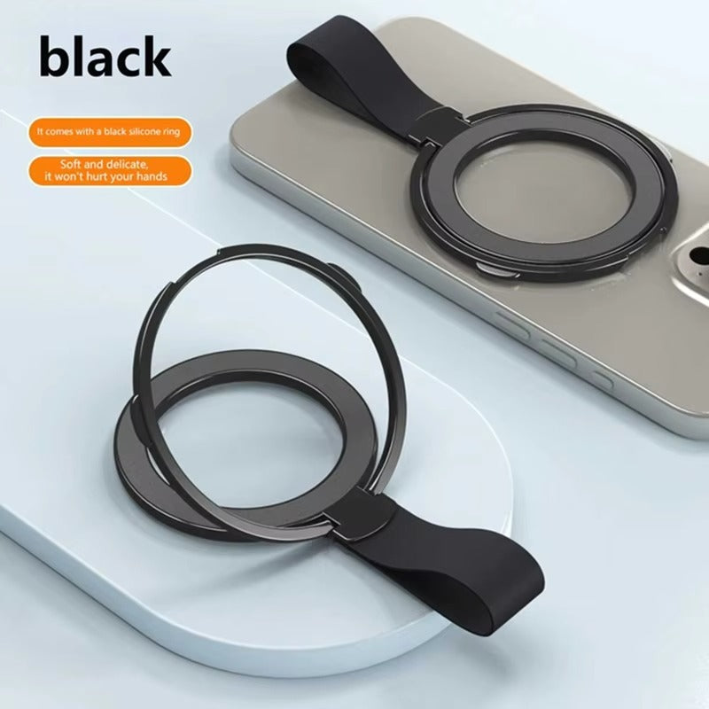 High-Quality iPhone Magnetic Phone Grip Stand, Universal Finger Ring Holder with Hand Strap, Secure MagSafe Hold for Car & Desk Use