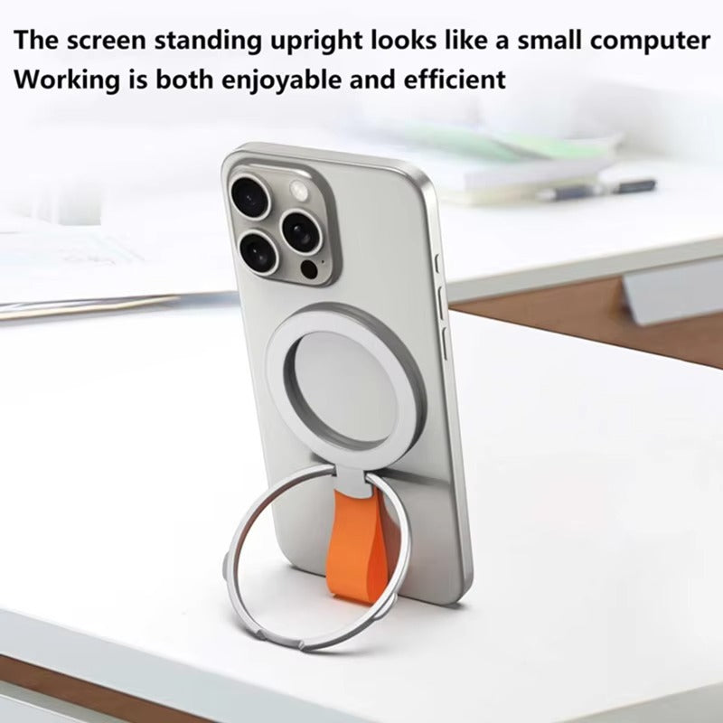 High-Quality iPhone Magnetic Phone Grip Stand, Universal Finger Ring Holder with Hand Strap, Secure MagSafe Hold for Car & Desk Use