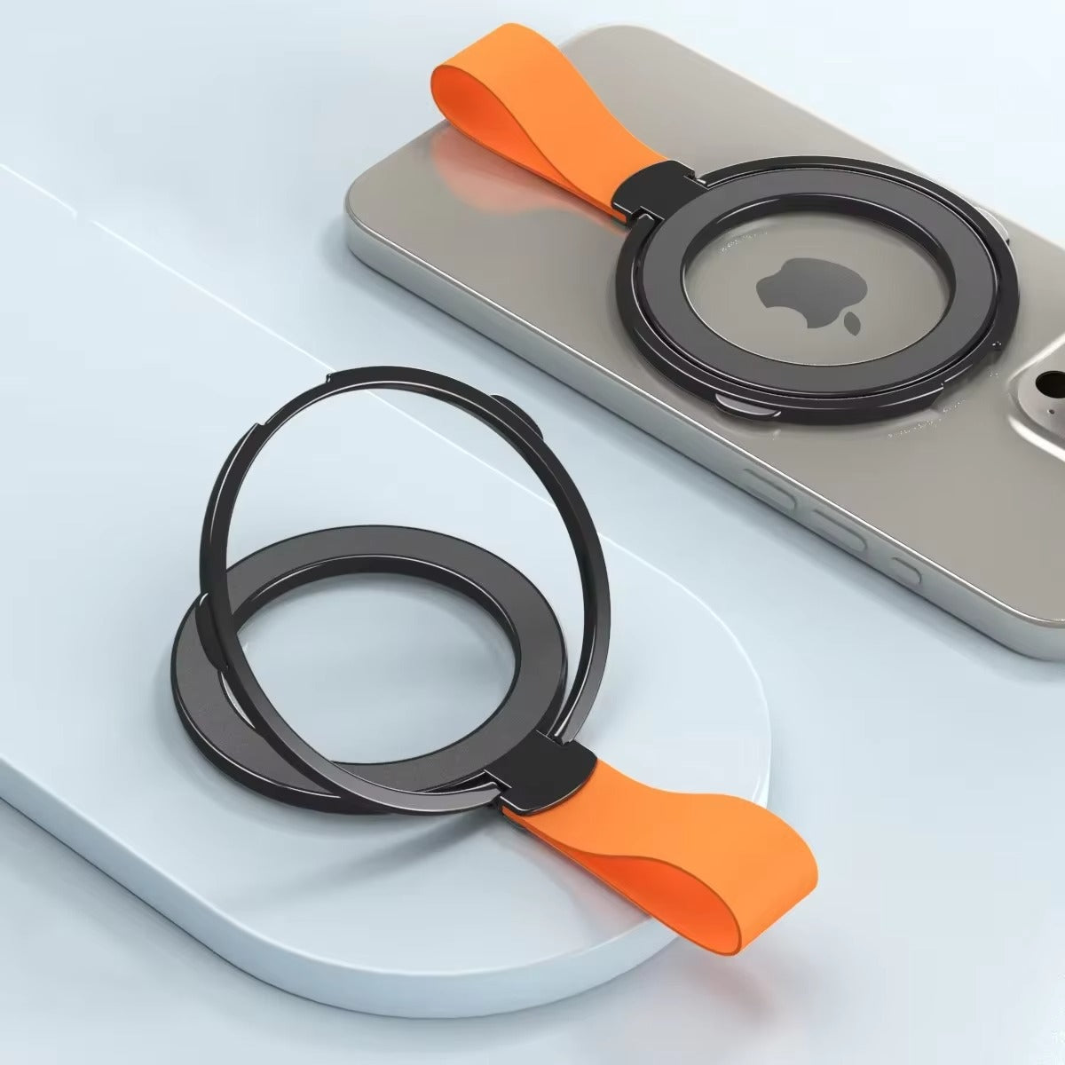 High-Quality iPhone Magnetic Phone Grip Stand, Universal Finger Ring Holder with Hand Strap, Secure MagSafe Hold for Car & Desk Use