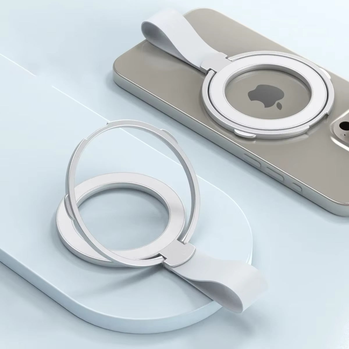 High-Quality iPhone Magnetic Phone Grip Stand, Universal Finger Ring Holder with Hand Strap, Secure MagSafe Hold for Car & Desk Use
