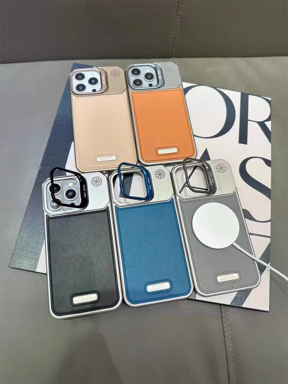 High-Quality iPhone Case — Leather-Feel MagSafe Hard PC Cover with Alloy Lens Holder, Wireless Charging Support and Tough Anti-Fingerprint Protection