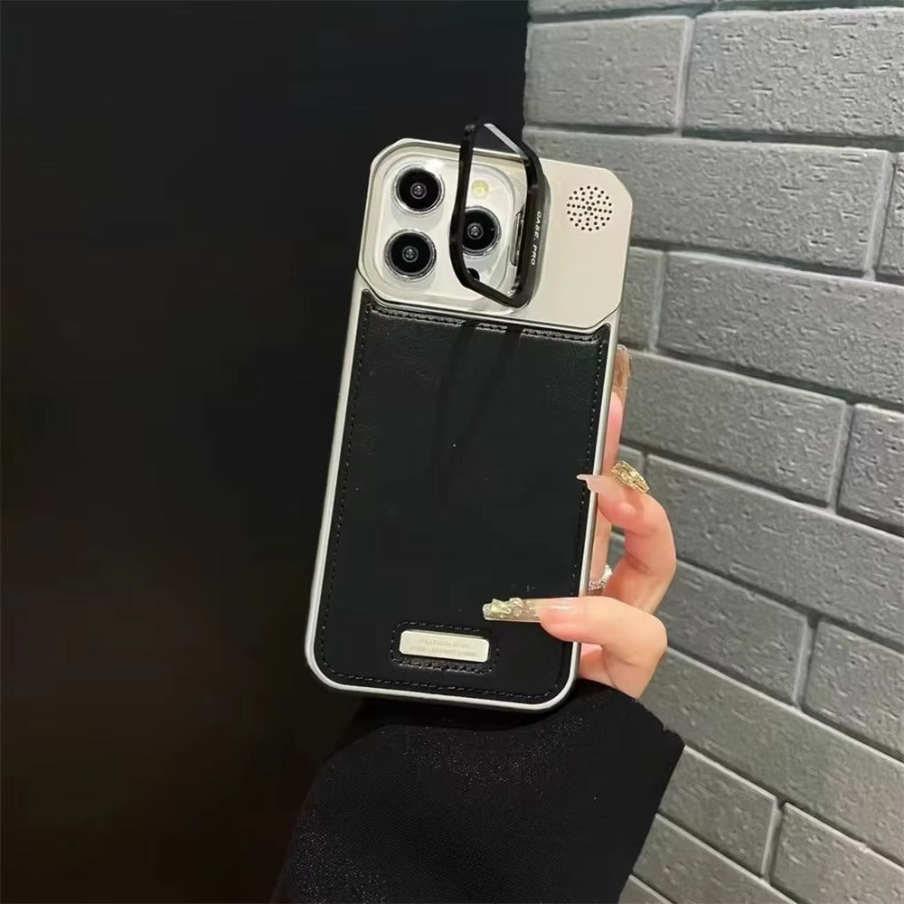 High-Quality iPhone Case — Leather-Feel MagSafe Hard PC Cover with Alloy Lens Holder, Wireless Charging Support and Tough Anti-Fingerprint Protection