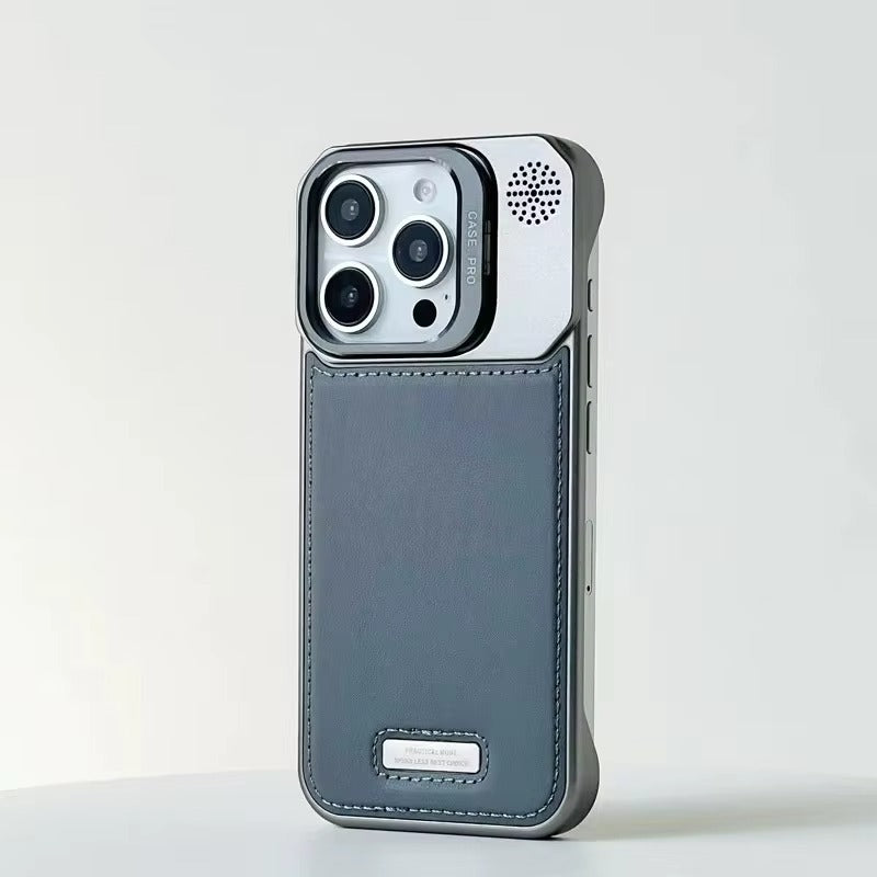 High-Quality iPhone Case — Leather-Feel MagSafe Hard PC Cover with Alloy Lens Holder, Wireless Charging Support and Tough Anti-Fingerprint Protection